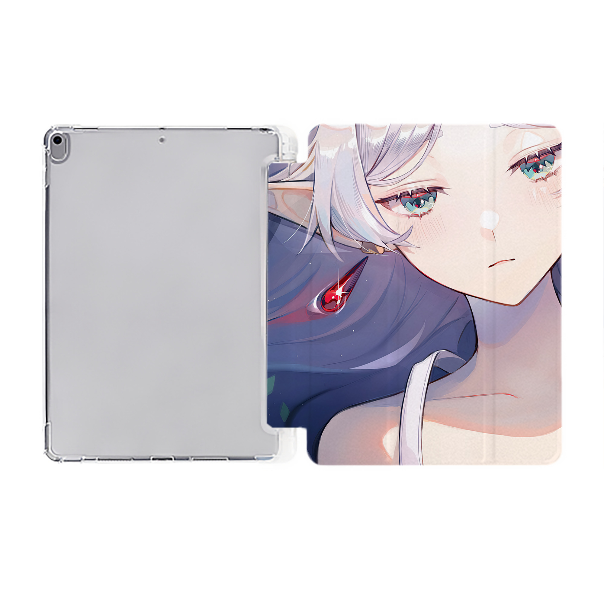 （画像用） 葬送のフリーレン Frieren IPad ケース ペン収納付き 三つ折りスタンド PUレザー×シリコン 対応機種9.5/10.5/10.9インチ